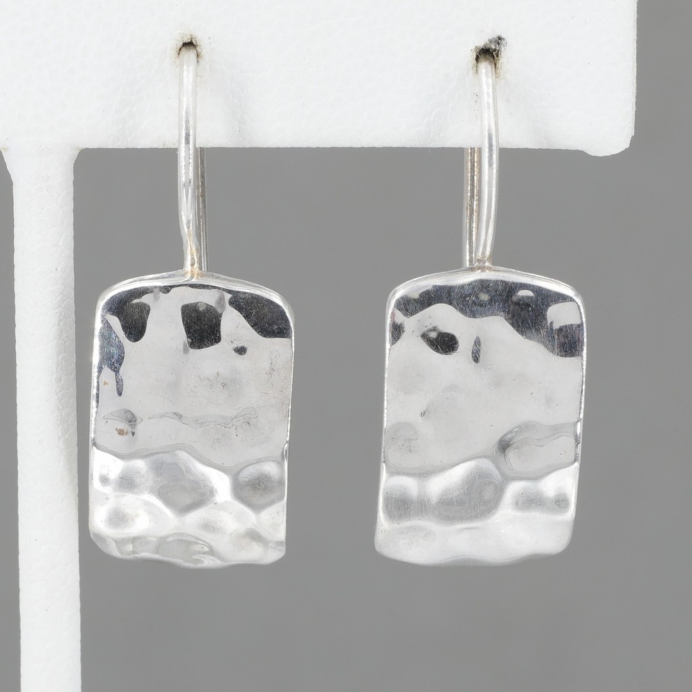 Vintage Silpada Curved Hammered Sterling Silver French Wire Drop Earrings W0991