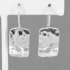 Vintage Silpada Curved Hammered Sterling Silver French Wire Drop Earrings W0991