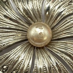 21.8 Grams Antique Art Deco 935 Sterling Silver Marcasite Floral Brooch Pin