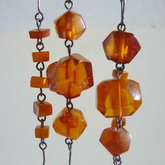Vintage Latvian Natural Semu-Polished Amber Wire Necklace 49g