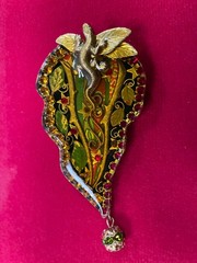Vtg 1990 John Wind Maximal Art Lizard Jungle Brooch Resin Assemblage Pin Charm
