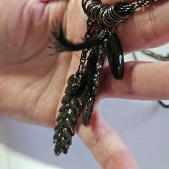 Dark gray silver tone necklace 37-39″