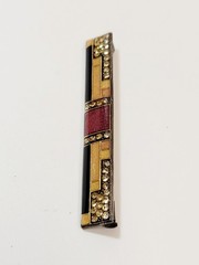 Vintage French Art Deco Rare Long Bar Brooch Enamel Rhinestones Trombone Clasp