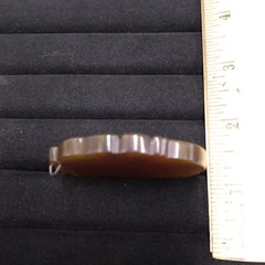 Brown Stone Carved Pendant Silver Tone