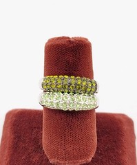 Vtg Ring Set 2pc Sz 10 Green Cubic Zirconia Stackable 18KGE Fashion Jewelry S#G1