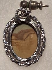 Vintage Sterling Silver Picture Jasper Dangle Post Earrings