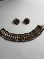 Vintage 800 Silver Filigree Bracelet & Earrings Italy