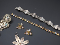 Estate 800 Silver Filigree Cannetille Jewelry Lot Antique Victorian Revival 66gr