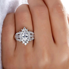 3.50 Ct Marquise Cut Lab Created Diamond 14K White Gold Finish Engagement Ring