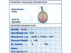 Vintage 9.27 Ct Coral and 0.80 Ct Diamond 18k Yellow Gold Pendant Circa 1960