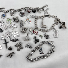 Vintage Sterling Silver Charm Bracelet Lot 50+ Estate Travel Sports Animal 128g