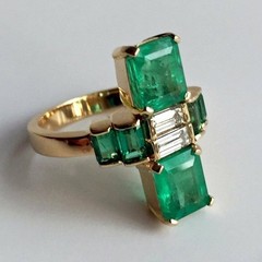 Natural Emerald 2.30 Ct Art Deco Antique Vintage Wedding Ring 14K Yellow Gold FN