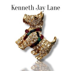 Vintage Y2K KJL Gold & Rhinestone Crystal Kenneth Jay Lane Scottie Dog Brooch