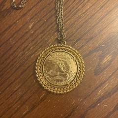Gold Plated 1974 Eisenhower Dollar Pendant Necklace