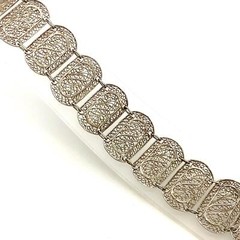 Antique Sterling Art Deco Filigree Open Scroll Works Panel Link Bracelet 6 3/4