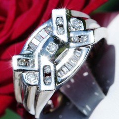 14k white gold ring 0.60ct natural diamond size 10.25 handmade vintage 8.0g Gab4