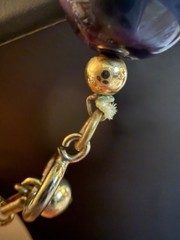 Vintage Chunky Bead Necklace Purple Stone Gold Tone Choker Heavy 15-16”