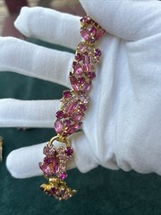 Vntg. Juliana D & E Pink Rhinestone Bracelet & Earring Set Verified D&E 5-Link