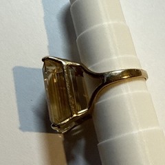 7.99 Grams UTC 14k Yellow Gold Natural Citrine Vintage XX Large Rectangle Ring