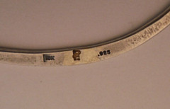 HANDMADE Sterling Silver Bangle Bracelet 7 5/8″ Signed PT or PF ? NICE