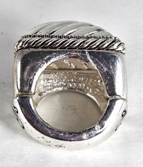 Vintage Large Chunky Square Scrollwork Bezel Silver Tone Watch Band Ring