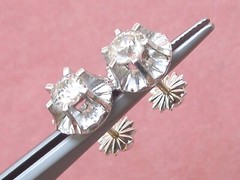 ANTIQUE 1.35ctw MINE DIAMOND PLATINUM BALLERINA SETTING 10 mm STUD EARRINGS 1930