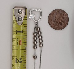Sterling Silver Anklet with CZ Heart Charm 10.25-11.25″ Dainty Box Chain 4g