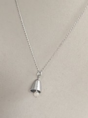 Vintage Sterling Silver & Pearl Bell Pendant Necklace