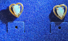 1/20 14K GF Opal Heart Post Earrings, Vintage