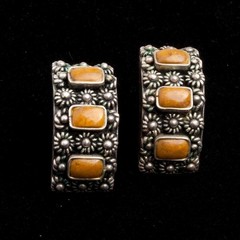 3 Pairs Vintage Sterling Silver & Gemstone Earrings for Pierced Ears Post Back