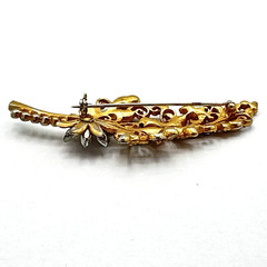 FLORAL SPRAY vintage brooch – 1940s pot metal enamel & rhinestone pin – colorful