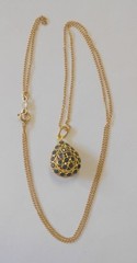Sapphire Blue Color Gem 14K Yellow Gold Teardrop Pear Shape Pendant Necklace