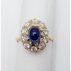Vintage 14K Karat Solid Two Tone Multi Color Gold Sapphire & Diamond Ring