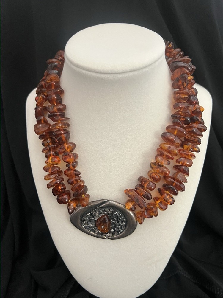 Vintage Hand-Tied Baltic Amber Beaded Two Strand Necklace, Olga Kharlan – A195