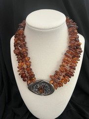 Vintage Hand-Tied Baltic Amber Beaded Two Strand Necklace, Olga Kharlan – A195