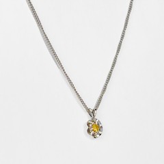 14K Solid White Gold Lab-Created Yellow Spinel Sun Pendant Necklace, 0.2 CTW