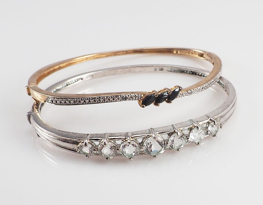 Two sterling silver and crystals bridal bracelets good quality