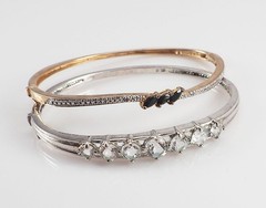 Two sterling silver and crystals bridal bracelets good quality