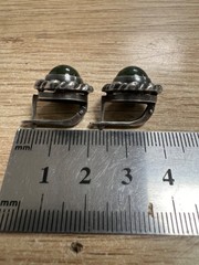 Vintage soviet earrings with Export stamp silver 925 with Nephritis USSR