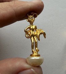 Vintage HOB Co 4 Charm Lot- Dog In House, Rabbit, Elf On Pearl, Elephant