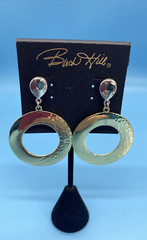Birch Hill Gold & Silver-Tone Hoop Dangle-Drop Post Earrings New Old Stock Card