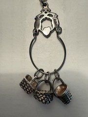 Vintage Sterling Silver Charm Holder with 3 Baskets on Box Chain