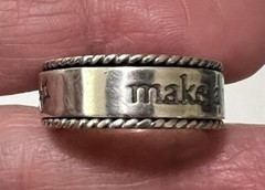 Vintage Signed T&T 925 Sterling Silver MAKE A WISH Spinner Band Ring Size 6.75