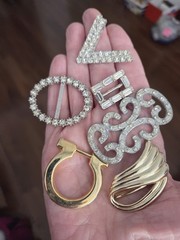 Lot Of Vintage Buckles Gold & Silver Tone Rhinestone & Cabs