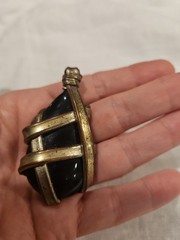 Vintage Brutalist Style Black Stone Caged Pendant Large Modernist Artisan…