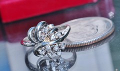 14k white gold swirl ring 0.25ct natural diamond size 4 vintage 3gr Radiant