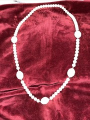 Chunky Vintage Cream Acrylic Avon Knot Beaded Necklace From The 1980s