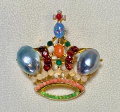 AUTHENTIC SWOBODA CROWN BROOCH~ MULTI-STONE
