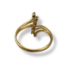 Vintage 1990s Diamond 14k Yellow Gold Open Split Ring Size 5.5