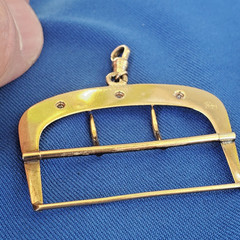 Original EARTH MINED DIAMOND Vintage Deco Pendant SOLID 14K GOLD Buckle 5.18 gr